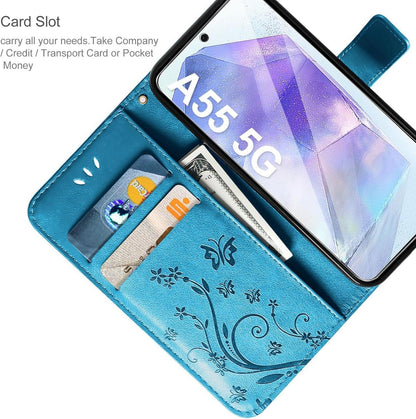 Samsung Galaxy A55 5G Leder Flip Wallet Hülle Blau