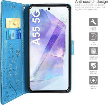 Lederhülle Samsung Galaxy A55 5G Flip Wallet Blau