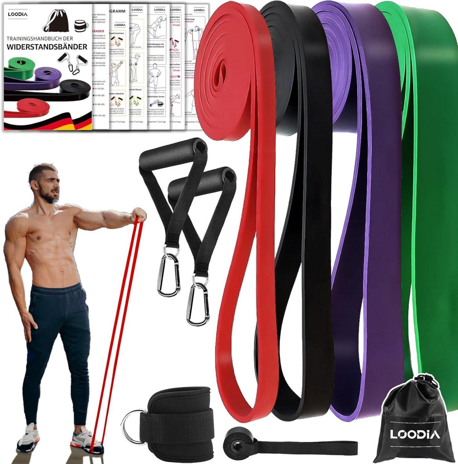 Fitness Widerstandsbänder Set mit Griff, Gummiband, Krafttraining