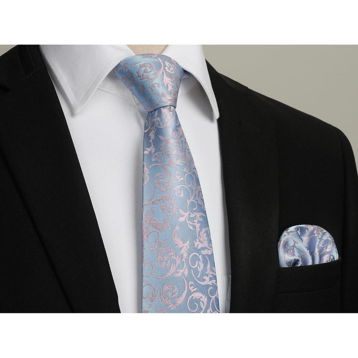 Krawatten-Set Paisley für Herren, Blau & Rosa