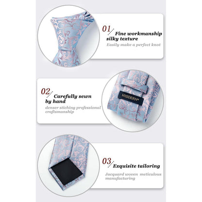 Krawatten-Set Paisley für Herren, Blau & Rosa