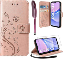 Lederhülle Samsung Galaxy A15 5G/4G Schutzhülle Wallet, Roségold