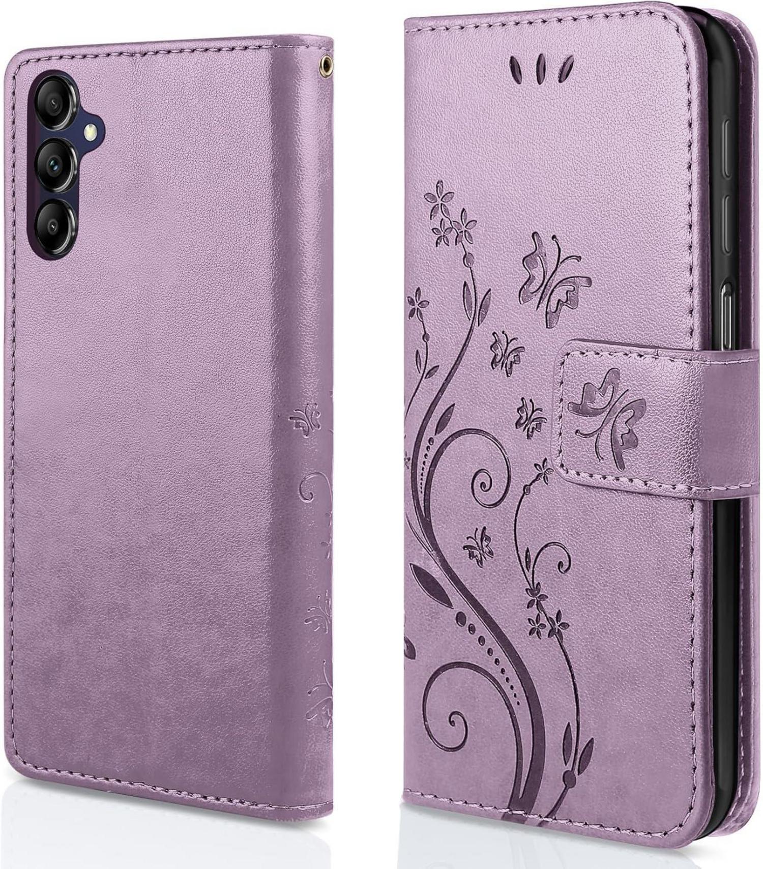 Lederhülle Samsung Galaxy A15 5G/4G Wallet Schutzhülle lila