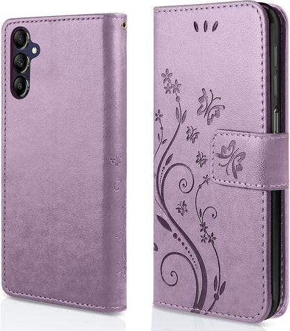 Lederhülle Samsung Galaxy A15 5G/4G Wallet Schutzhülle lila