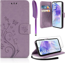 Premium PU Leder Wallet Handyhülle für Samsung Galaxy A55 5G in Lila