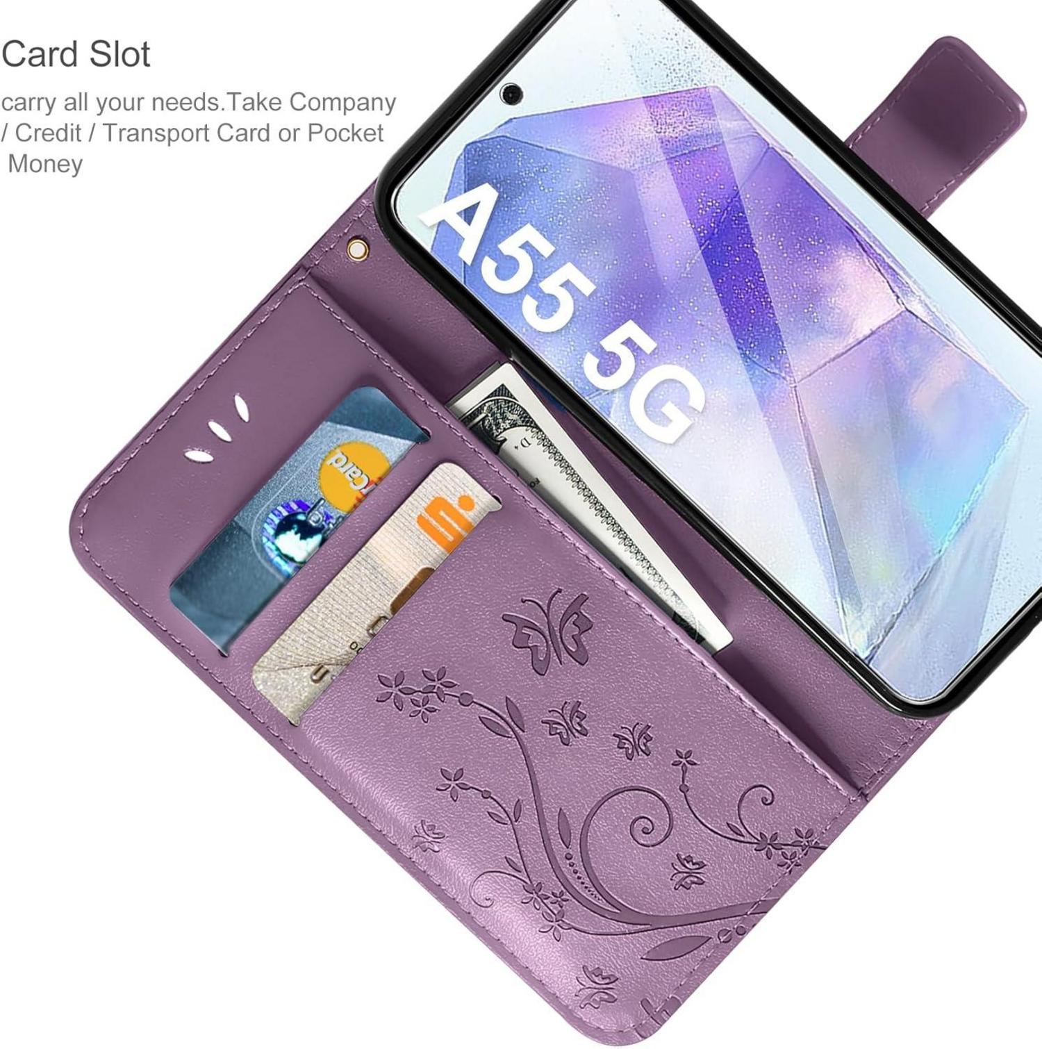 Lederhülle Kompatibel mit Samsung Galaxy A55 5G Wallet Case
