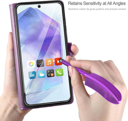 Lila Samsung Galaxy A55 5G Leder Wallet Hülle mit Kartensteckplätzen