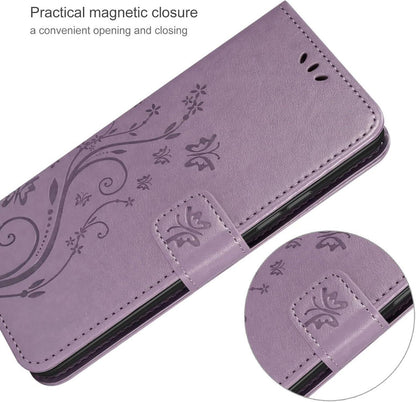 Lila Samsung Galaxy A55 5G Leder Wallet Hülle mit Kartensteckplätzen
