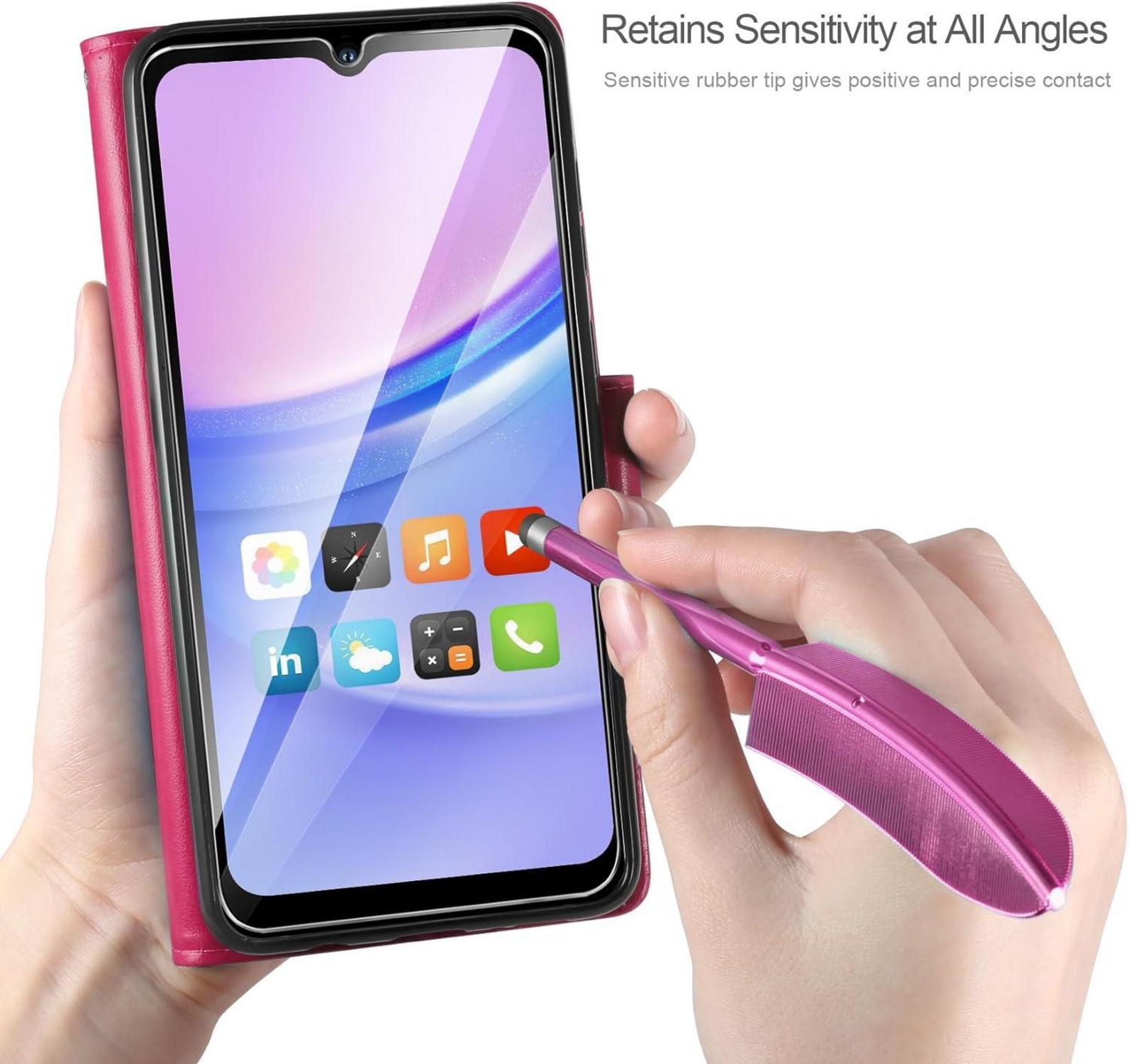 AROYI Samsung Galaxy A15 Lederhülle Wallet Flip Cover Rot