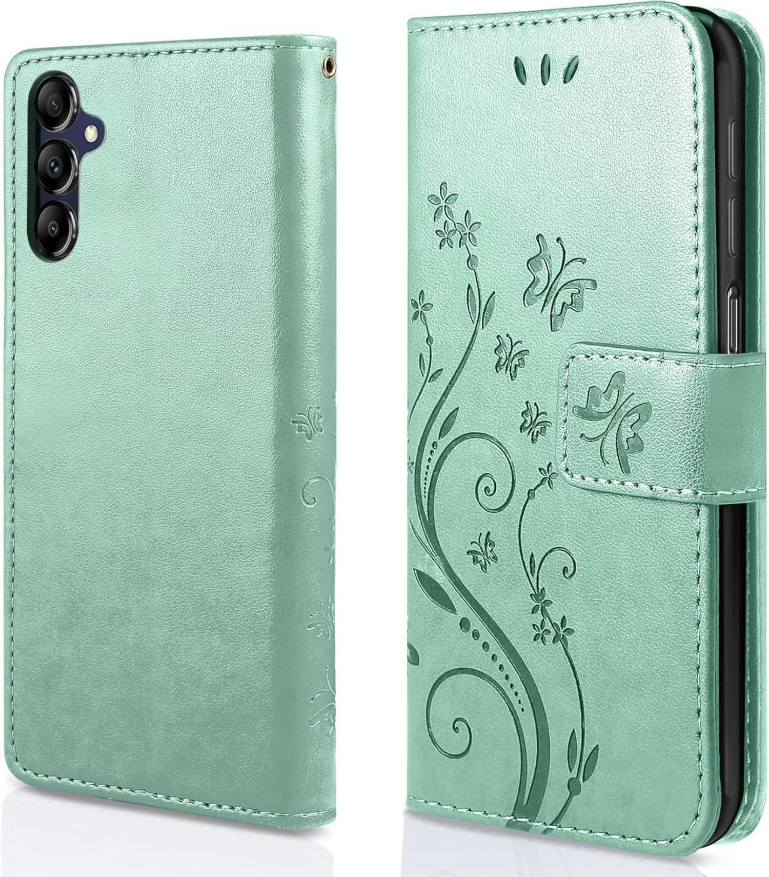 Lederhülle Samsung Galaxy A15 5G/4G Wallet Schutzhülle Grün
