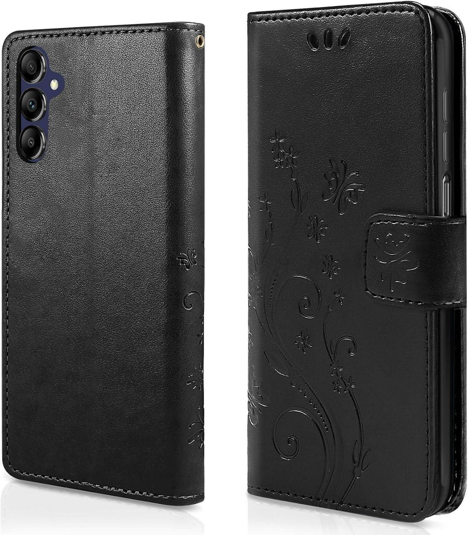 Lederhülle Samsung Galaxy A15 4G/5G Schutzhülle Wallet Schwarz