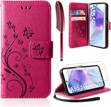 Lederhülle für Samsung Galaxy A55 5G mit Schutzfolie, Wallet Case