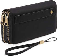 Damen Geldbörse Veganes Leder Doppel Reißverschluss RFID Clutch