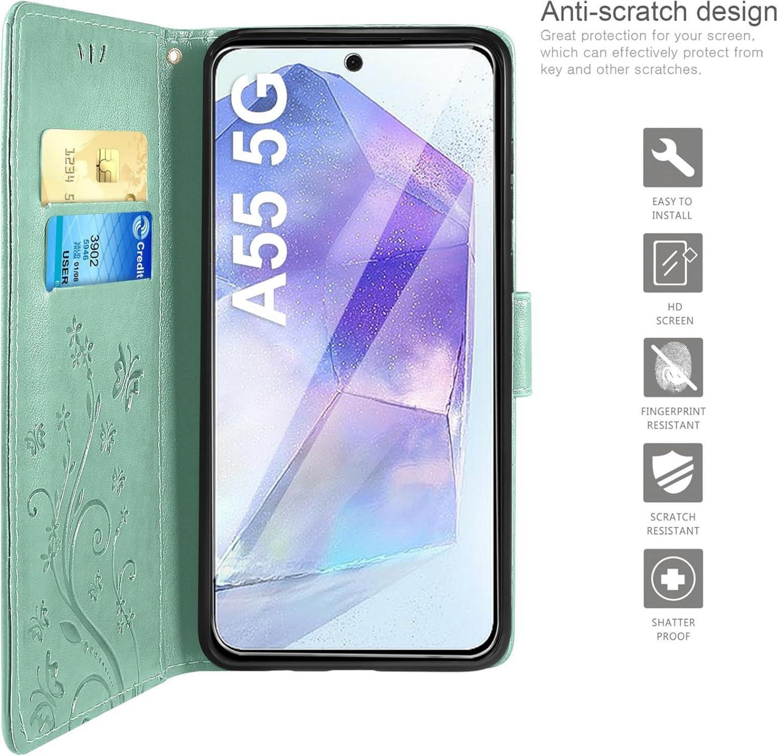 Premium PU Leder Wallet Schutzhülle für Samsung Galaxy A55 5G mit
