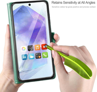 Samsung Galaxy A55 5G Lederhülle Schutzhülle Minzgrün mit Kartensteckplätzen