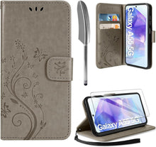 Lederhülle Samsung Galaxy A55 5G Flip Wallet Schutzhülle Grau