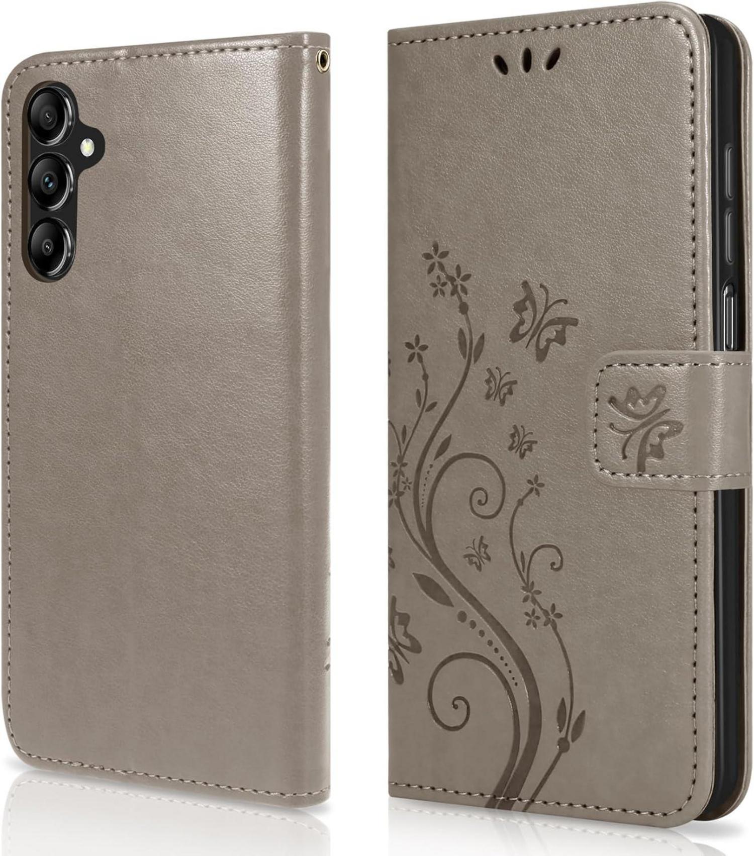 Lederhülle Samsung Galaxy A55 5G Grau Wallet Case Schutzhülle
