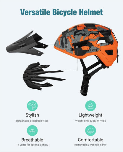 Favoto Mountainbike Fahrradhelm Schirm Leicht Doppelte Inmould Technologie