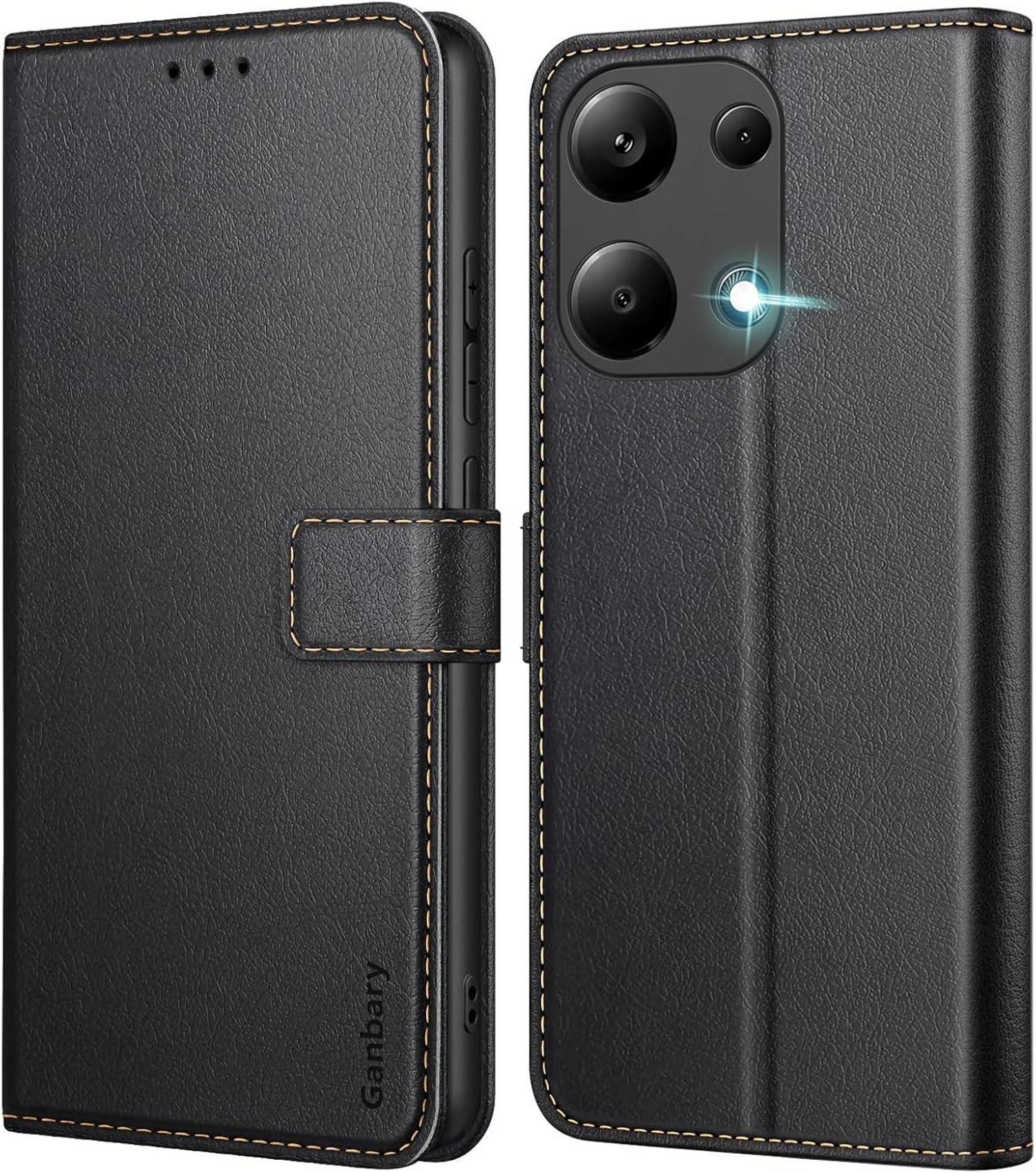 Handyhülle Xiaomi Redmi Note 13 Pro 4G Leder Klapphülle Schwarz