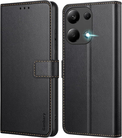 Handyhülle Xiaomi Redmi Note 13 Pro 4G Leder Klapphülle Schwarz