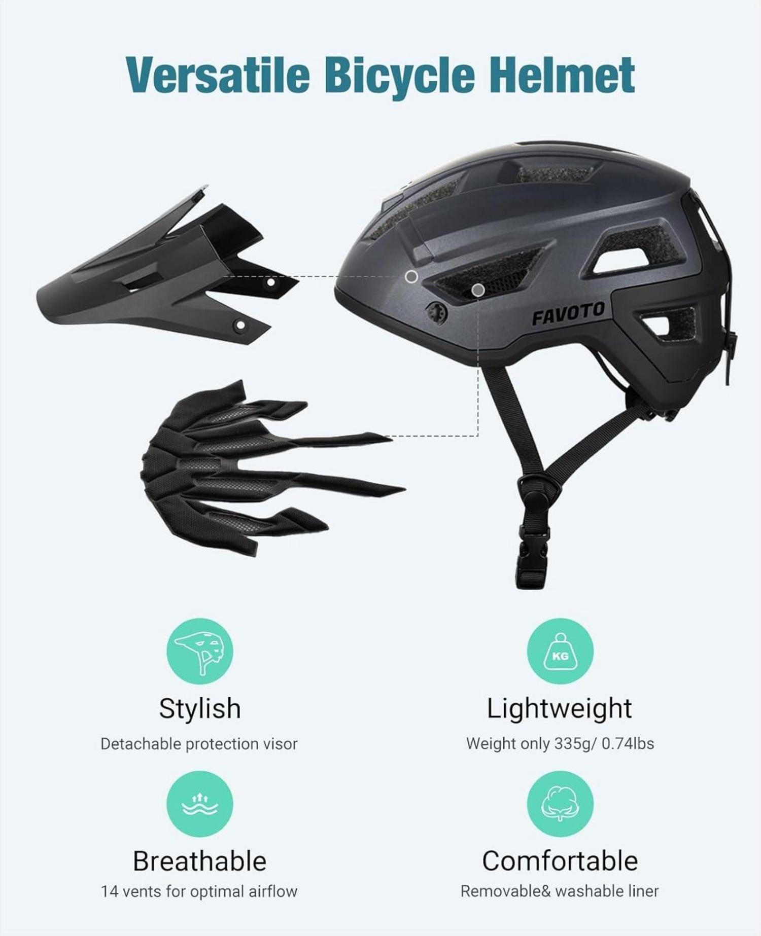 Fahrradhelm Mountainbike MTB Helm mit Schirm Leicht Doppelt Inmould Technologie