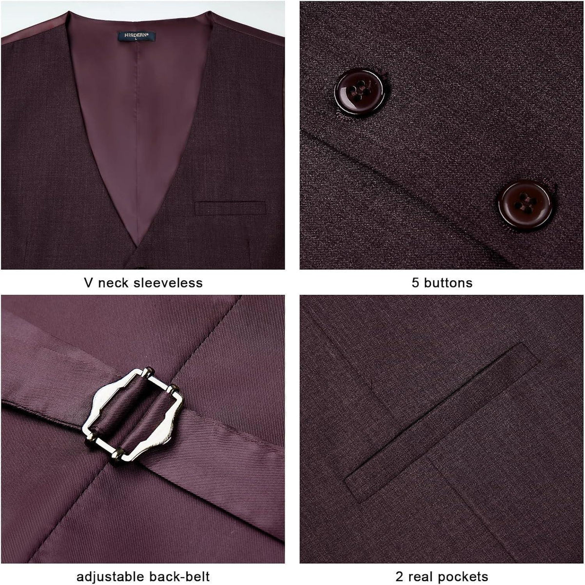 Herren Weste Dunkelviolett Baumwolle 4XL