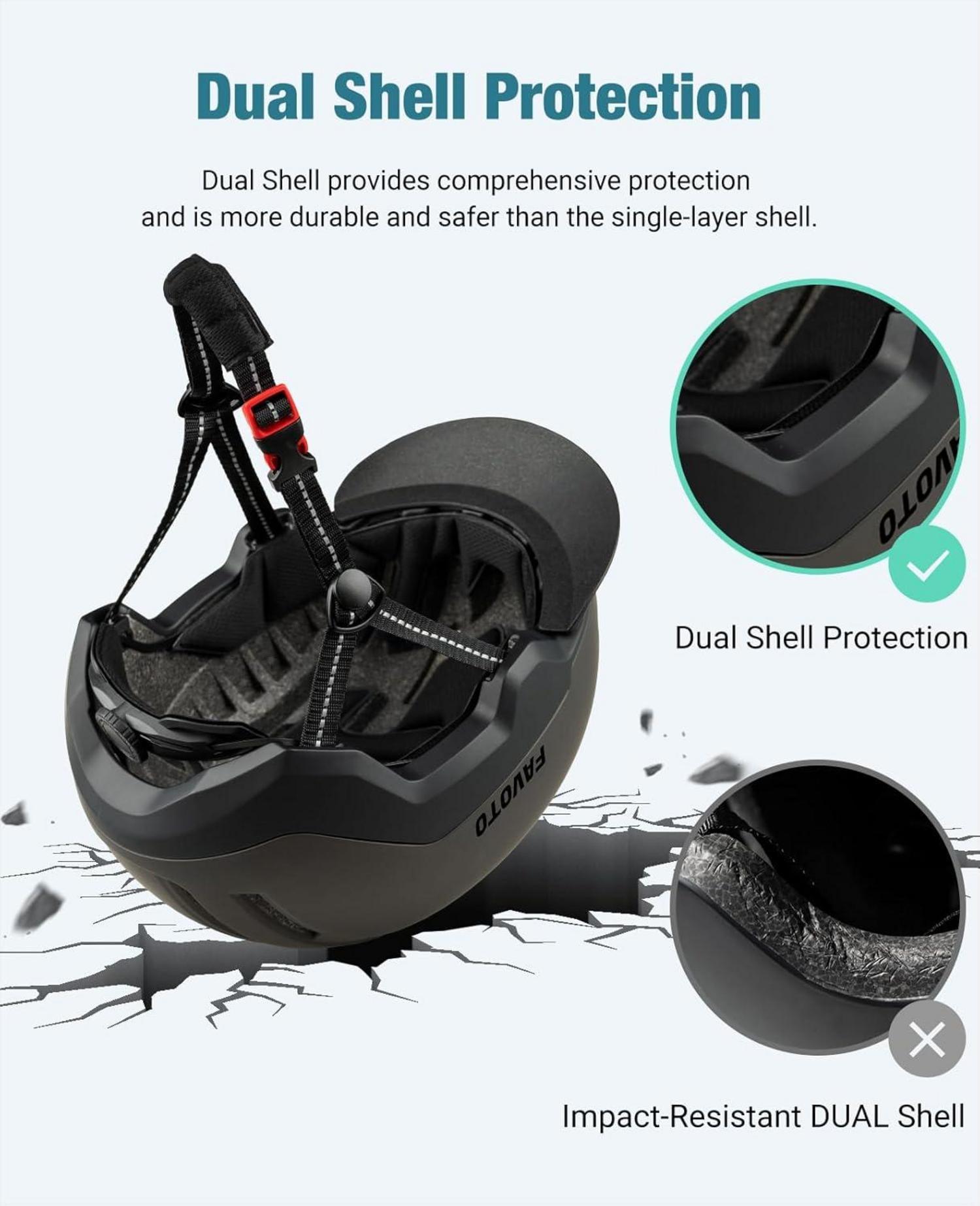 Fahrradhelm Urban mit Schirm Leicht Double Inmould Technologie L(57-61cm) Titanfarbe