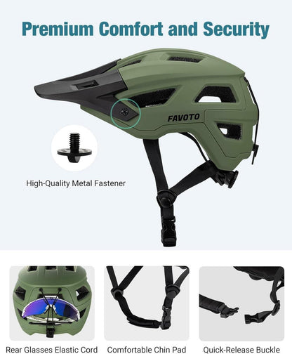 Favoto Mountainbike Fahrradhelm mit Schirm Leicht Inmould Technologie