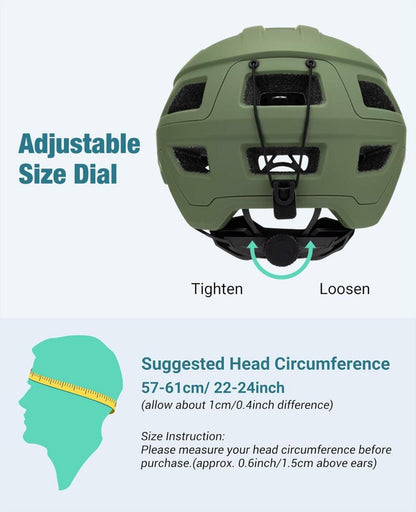 Favoto Mountainbike Fahrradhelm mit Schirm Leicht Inmould Technologie - MTB Helm Herren Rennradhelm Armeegrün