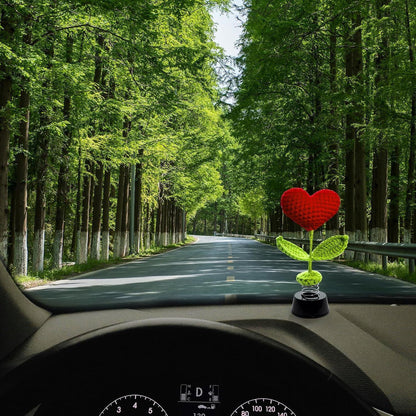 Gestricktes Herz Auto Deko – Wackel-Dekoration für Auto, Zuhause & Büro