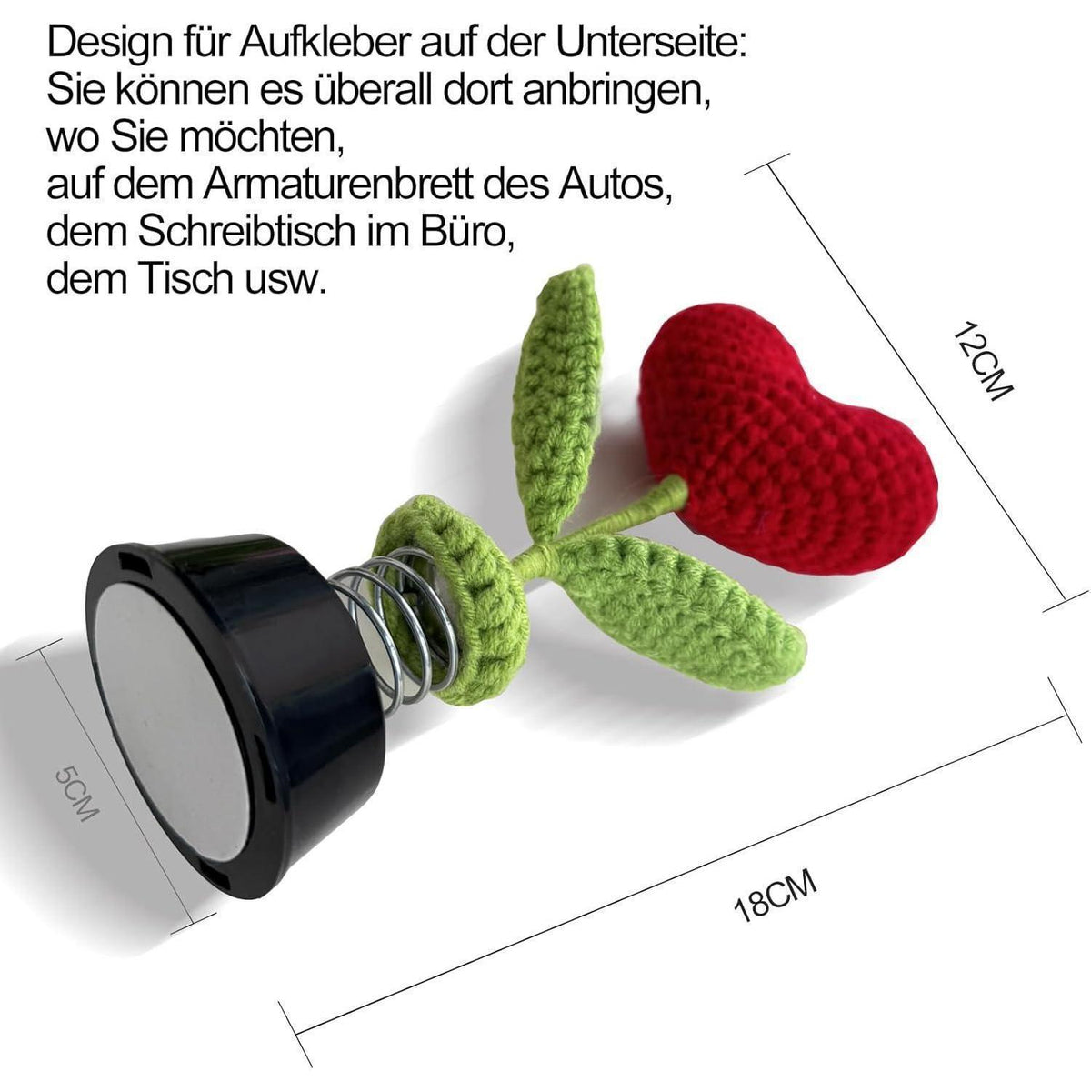 Gestricktes Herz Auto Deko – Wackel-Dekoration für Auto, Zuhause & Büro