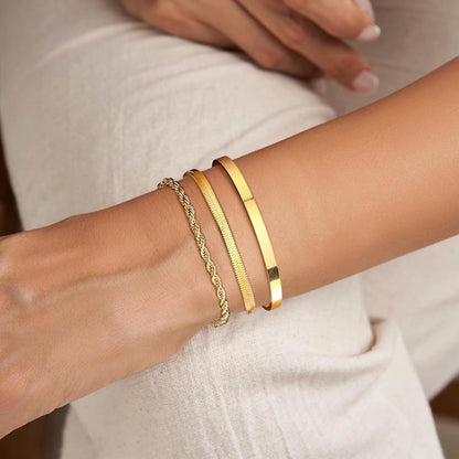 Goldarmband-Set Damen 14 Karat Vergoldet Edelstahl Perlen Ketten