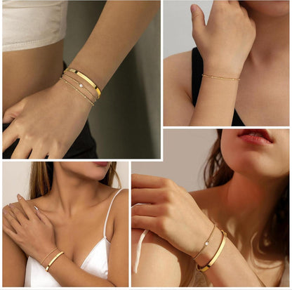 Damen Gold Armband Set 14 Karat Edelstahl Stil A: 3 Stück-Zirkon