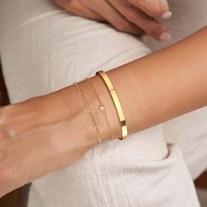 Edelstahl Armband Set Damen Gold 14 Karat Vergoldet Stapelarmbänder 3-5 Stück