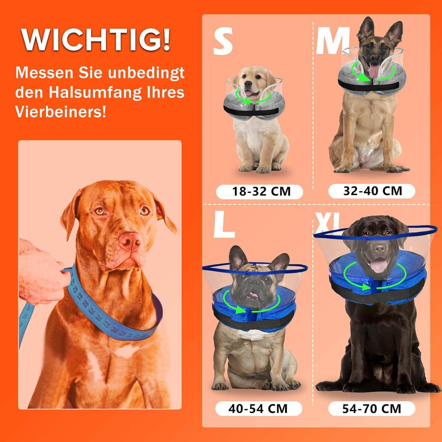 Aufblasbare Halskrause Hund Katze Leckschutz Hundebody_OP M