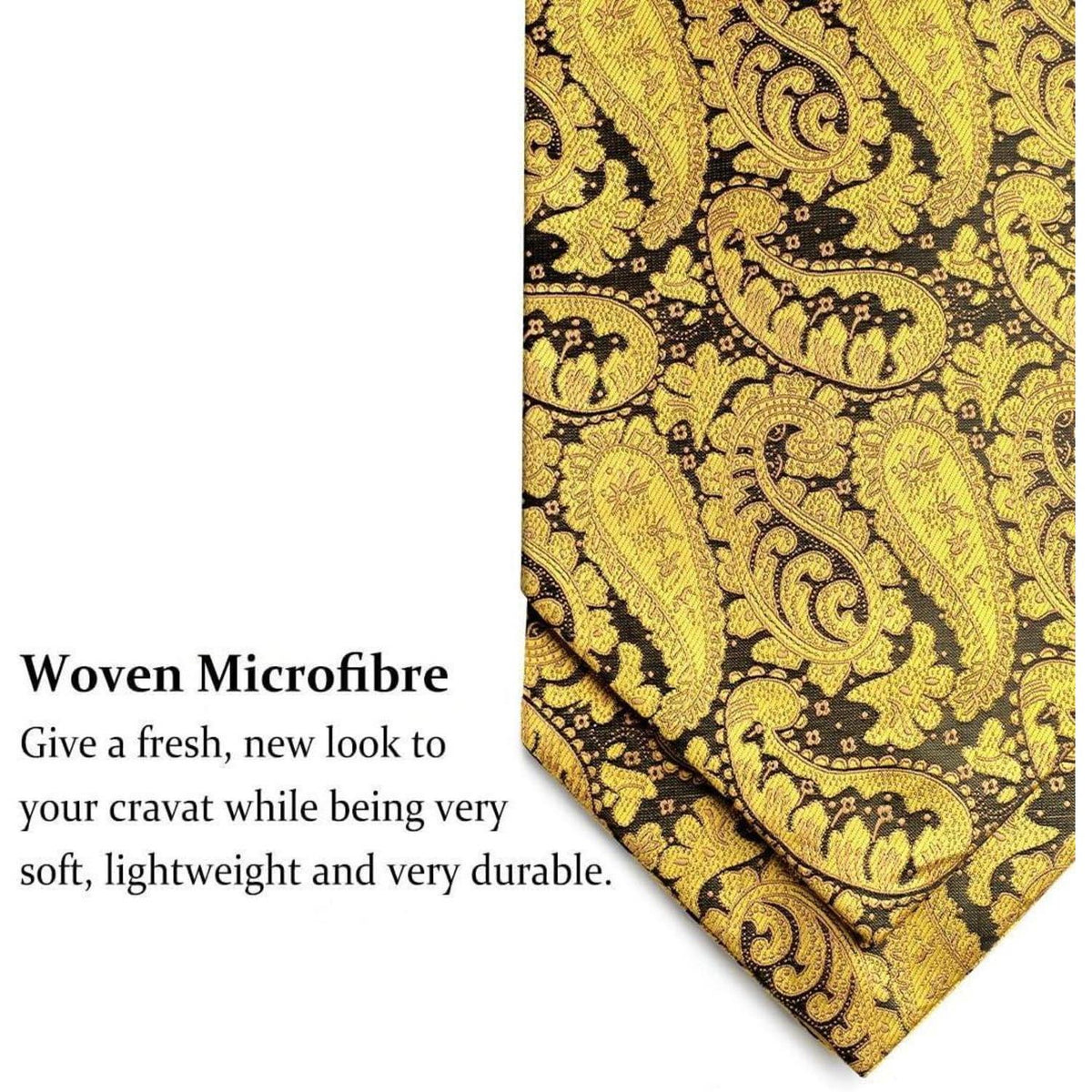 Herren Krawattenschal Paisley mit Einstecktuch Set Golden