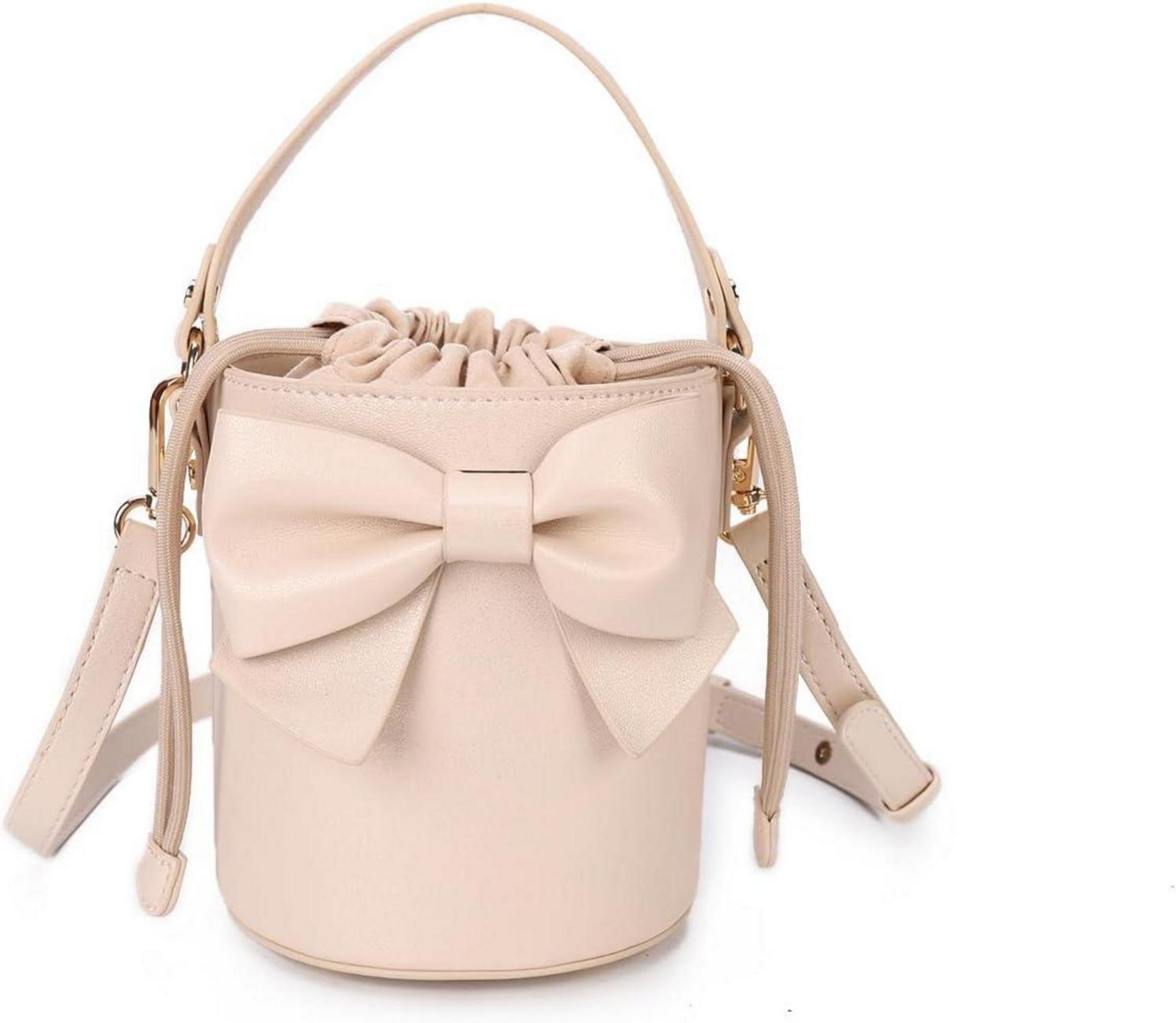 Kleine Umhängetasche mit Bogen für Mädchen Beige