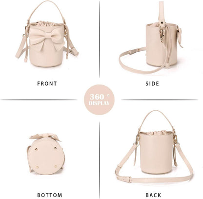 Kleine Umhängetasche mit Bogen für Mädchen Beige