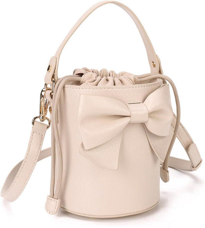 Kleine Mädchen Umhängetasche Beige mit süßer Schleife - Gladdon