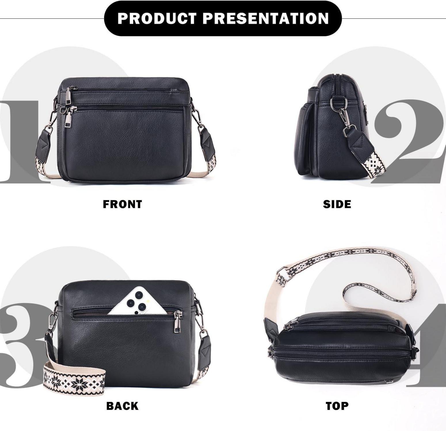 MUIIKOLA Umhängetasche Damen Leder Mittelgroß Crossbody