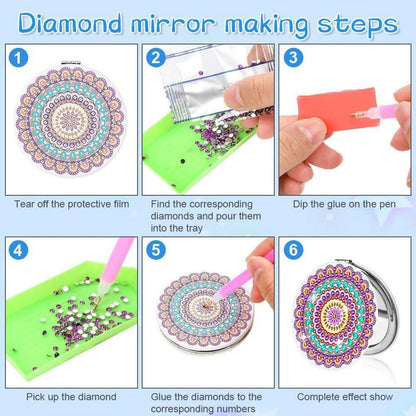 Diamantmalerei Spiegel Set 5D DIY Reisespiegel personalisierbar