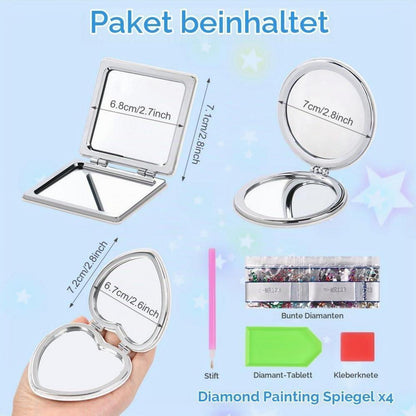 Diamantmalerei Spiegel Set 5D DIY Reisespiegel personalisierbar