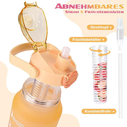 AOPREL Trinkflasche 2l mit Strohhalm und