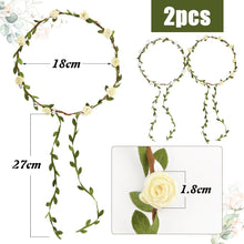 2Pcs Blumenkranz Haarband Damen Mädchen Boho Rosen Haarreif