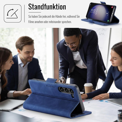 Samsung Galaxy S23 5G Handyhülle Klappbar PU Leder RFID Schutz Blau