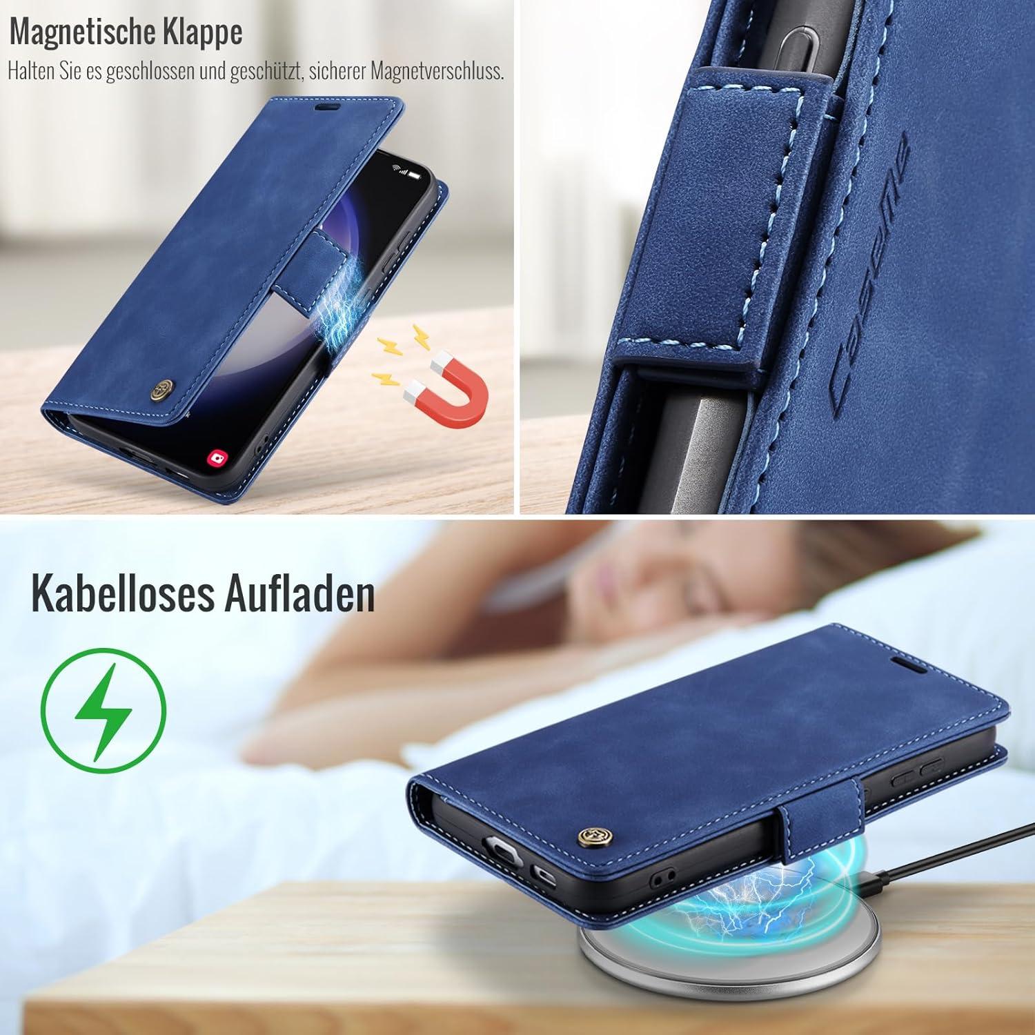 Samsung Galaxy S23 5G Handyhülle mit RFID Schutz und Standfunktion, Blau