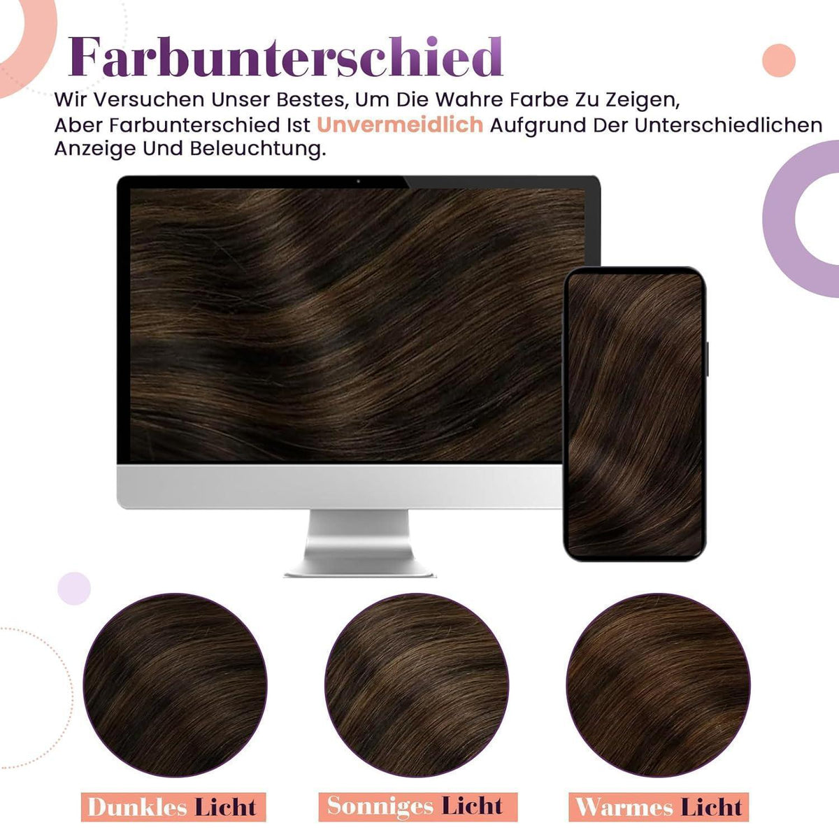 Clip-In Echthaar Extensions Braun Ombre Balayage 45cm