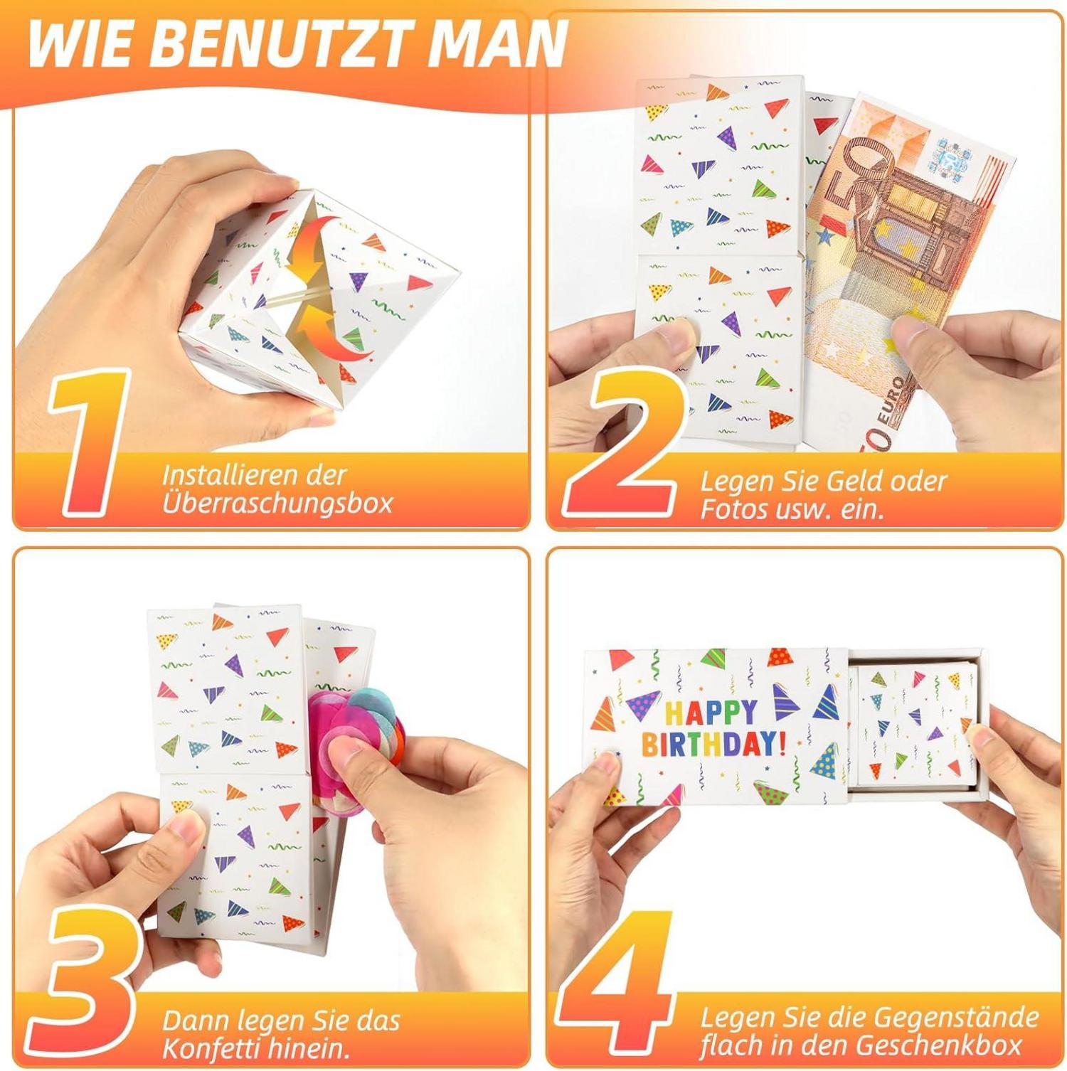 Explosionsbox Geburtstag DIY Überraschungsbox Konfetti Pop Up