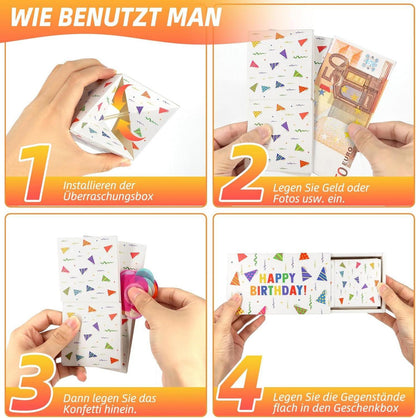 Explosionsbox Geburtstag DIY Überraschungsbox Konfetti Pop Up
