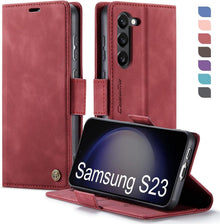 Samsung Galaxy S23 5G Hülle Klappbar PU Leder RFID Schutz Rot